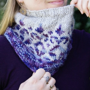 Knitting Pattern: Moonstone Cowl // Adult Cowl // Colorwork Knitting // Purple Accessories
