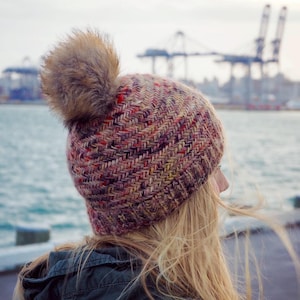 Knitting Pattern: Brushstroke Hat // Adult Knit Beanie Hat // Herringbone Brioche Knitting