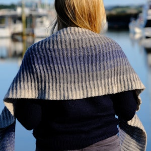 Knitting Pattern: Muriwai Shawl // Brioche Knitting // Crescent Shawl // Wool Shawl Hand Knit