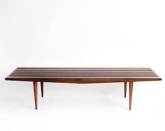 Mid Century Modern Walnut Coffee Table Modern Slat Bench