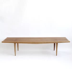 Mid Century Modern Oak Coffee Table Slat Bench Entryway Table