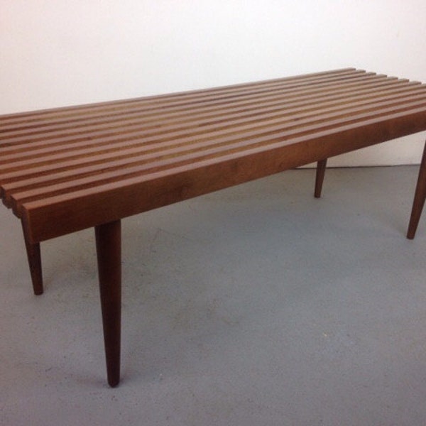 Mid Century Modern Style Slat Bench George Nelson Style Slatted Coffee Table or Entryway Bench