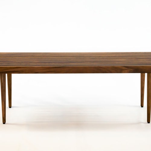 Mid Century Modern Walnut Slat Bench Entryway or Coffee Table Etsy
