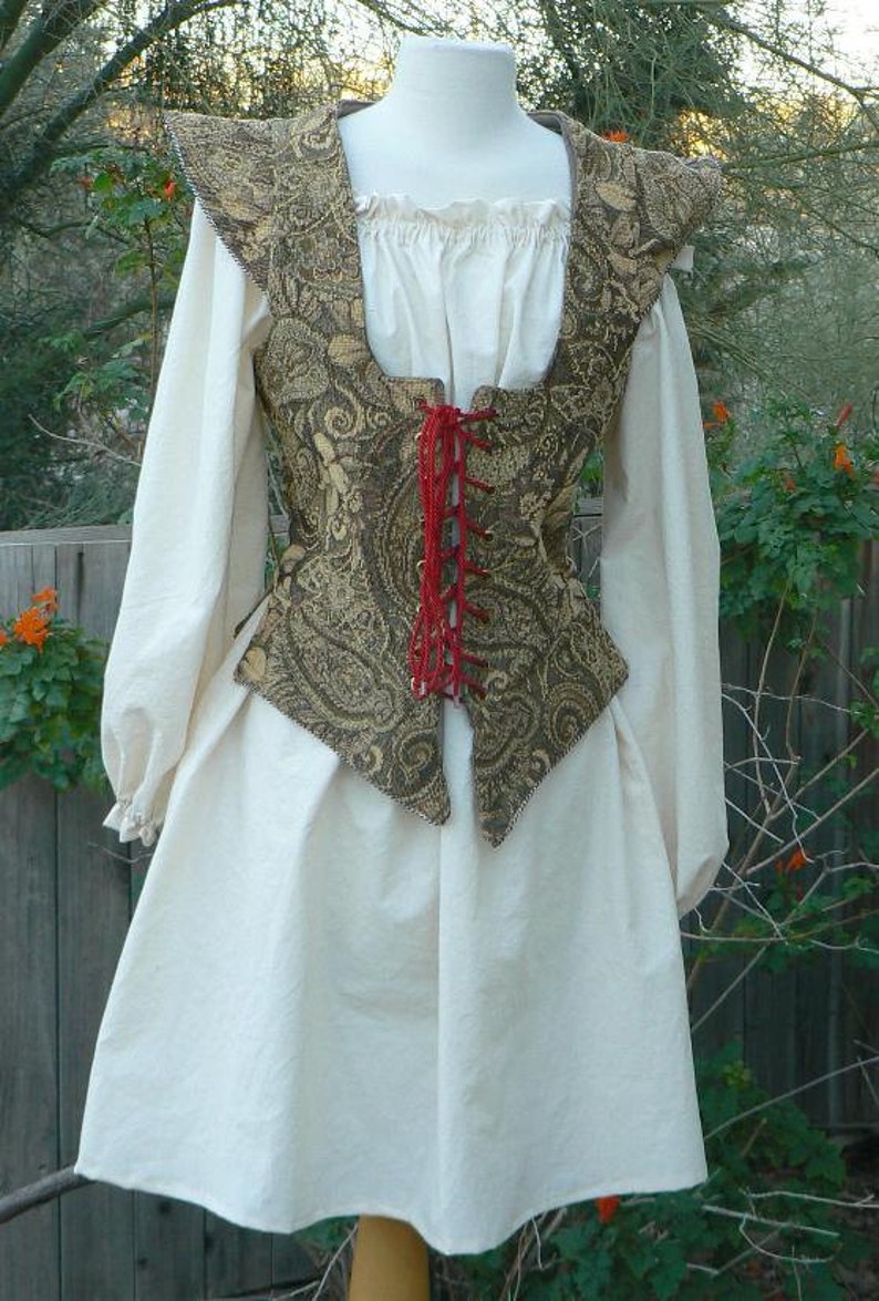 Renaissance Peasant Blouse Plus Size Chemise Knee Length Steampunk Cotton Shirt