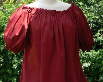 Renaissance Peasant Chemise Short Sleeve Cotton Blouse Pirate Wench Shirt LARP