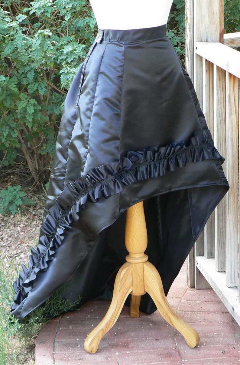 Victorian Bustle Skirt Saloon Girl Assymetrical Satin Steampunk LARP