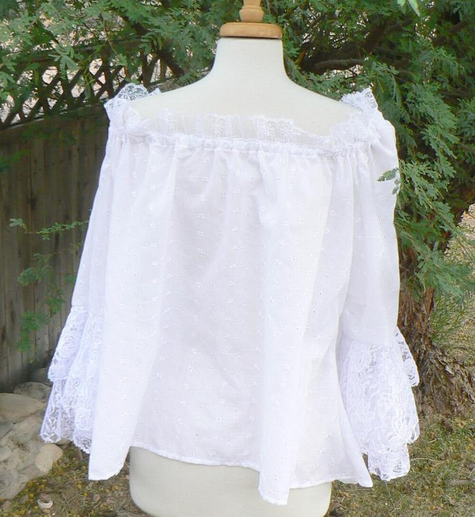 Renaissance Chemise Peasant Blouse Lace Sleeves Embroidered Etsy
