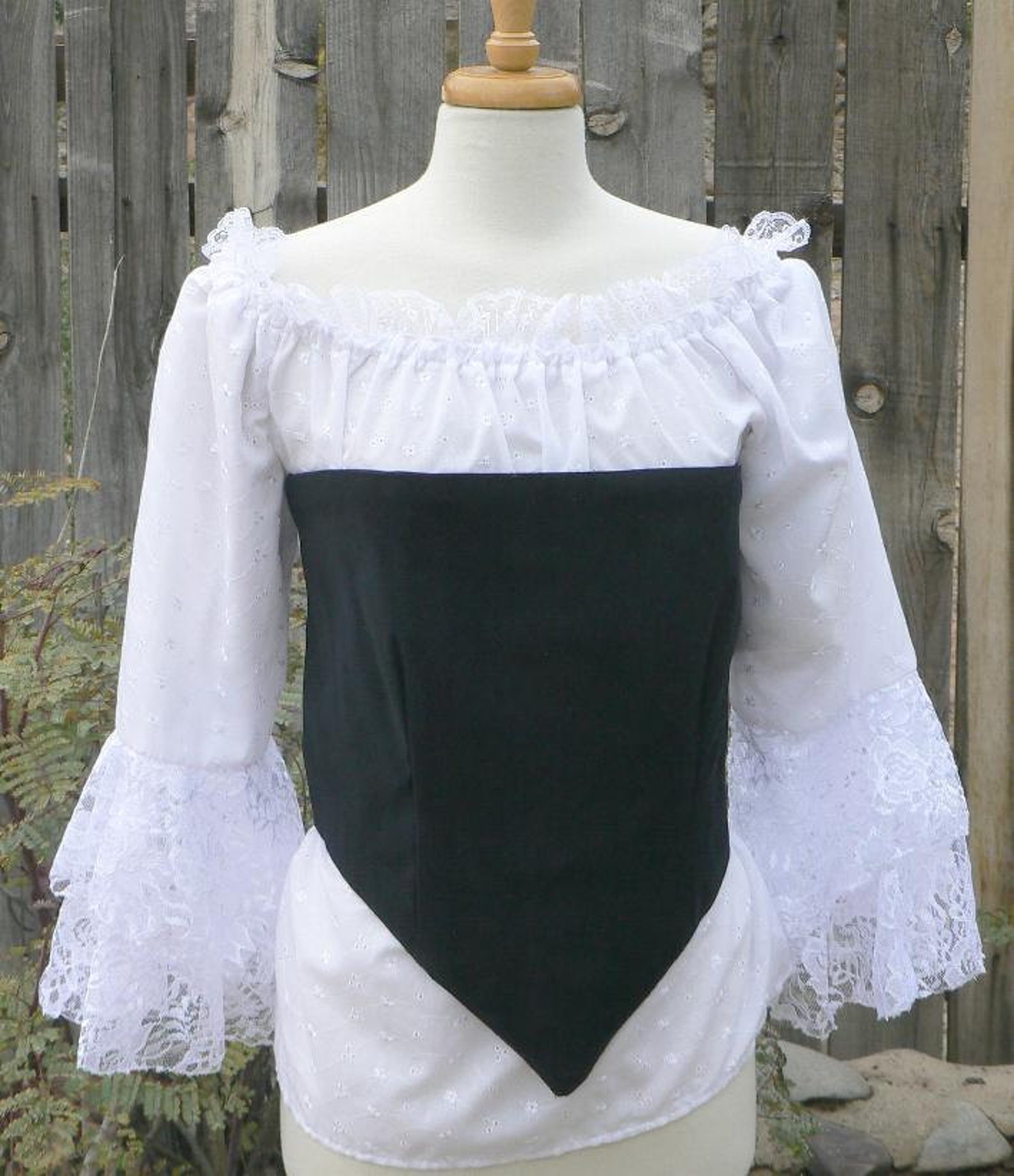 Renaissance Chemise Peasant Blouse Lace Sleeves Embroidered Etsy