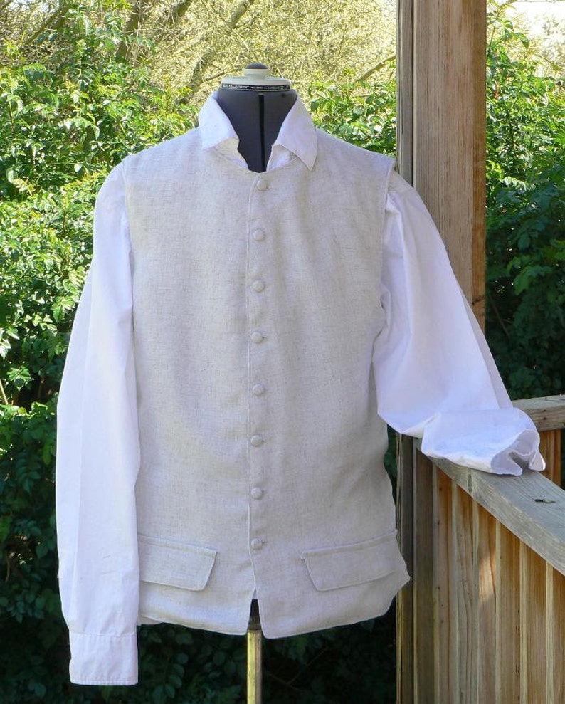 Colonial Pirate Vest Linen Renaissance Waistcoat LARP Mens Historic Costume