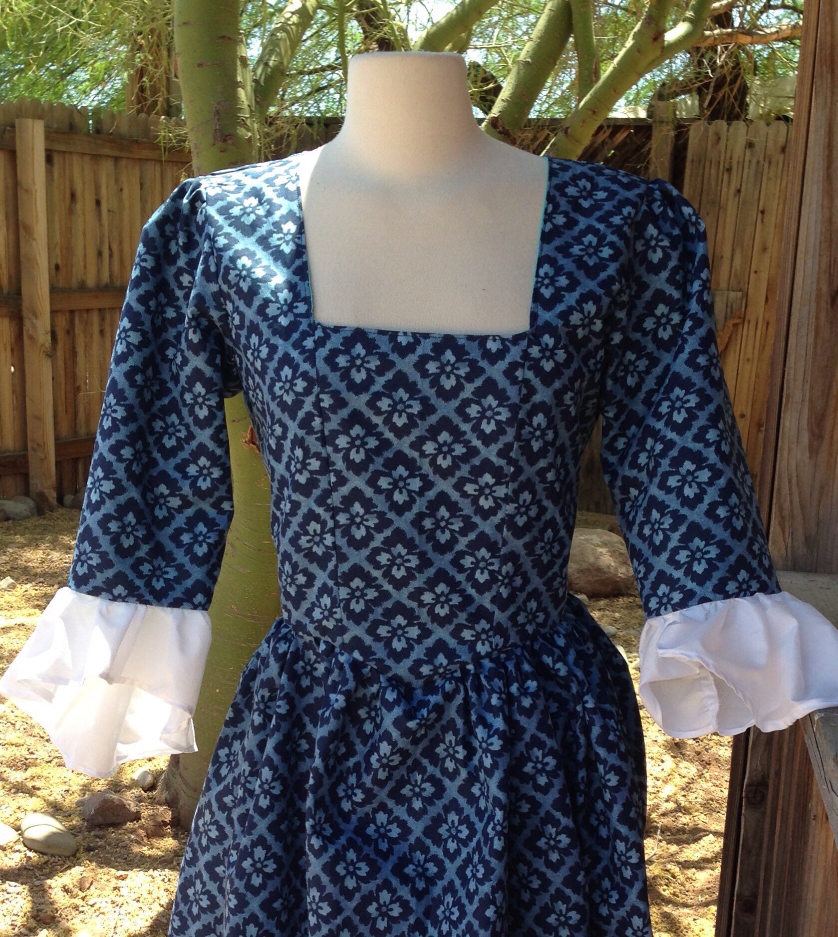 Colonial 18th Century Dress Cotton Historical Day Gown Floral - Etsy