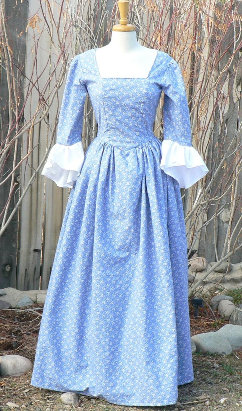 Colonial 18th Century Dress Cotton Historical Day Gown Floral - Etsy