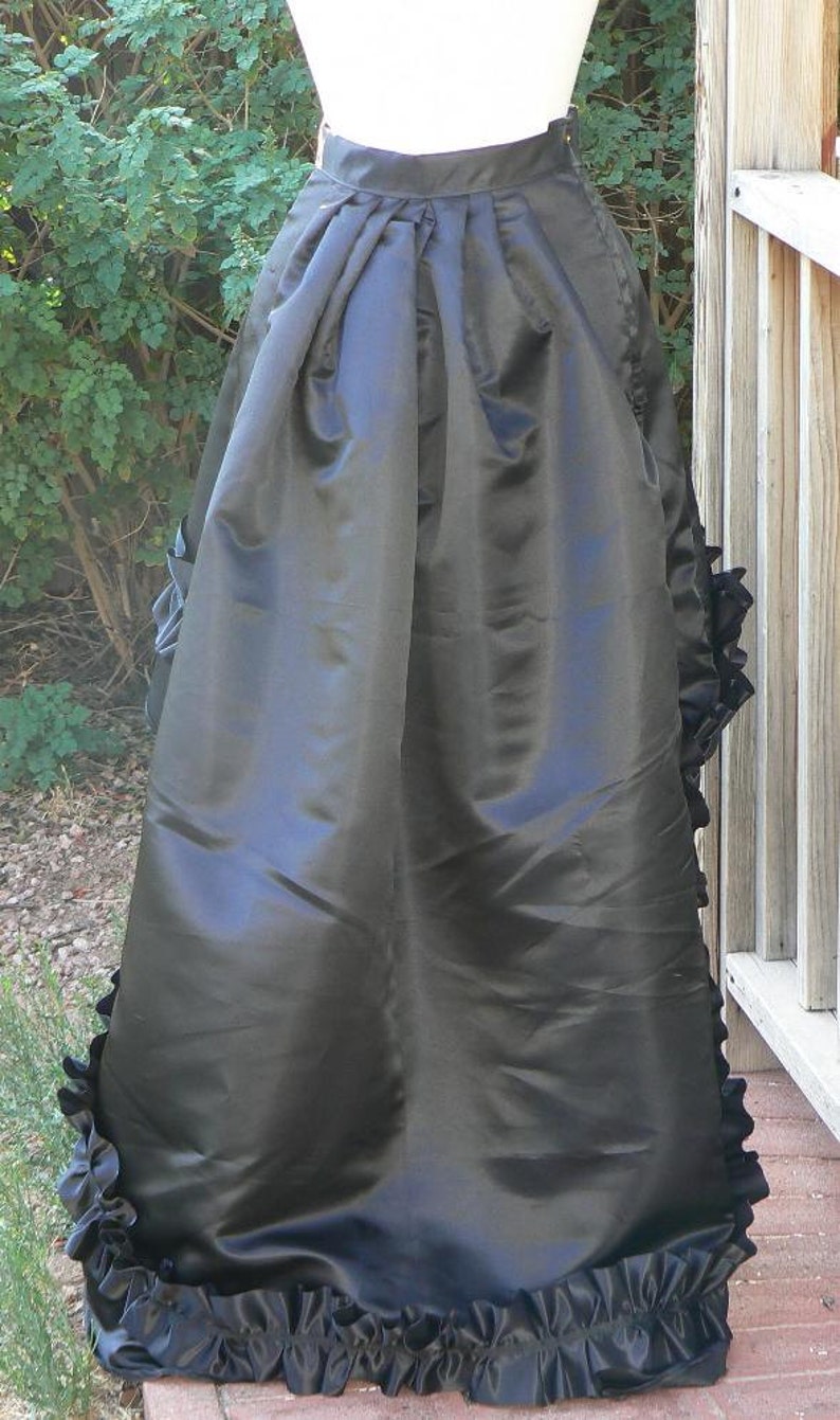 Victorian Bustle Skirt Saloon Girl Assymetrical Satin Steampunk LARP