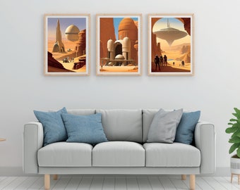 Space Inspired Other Worlds Digital Wall Art Contemporary Printables Wall Hanging Set of 3