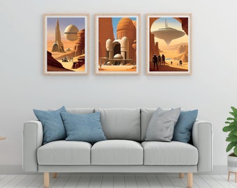 Space Inspired Other Worlds Digital Wall Art Contemporain Printables Tenture murale Lot de 3