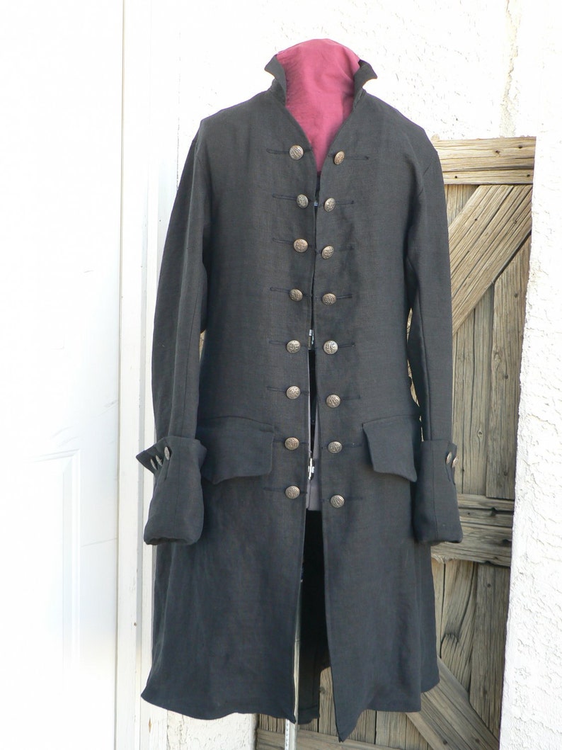 Pirates of the Caribbean Pirate Coat Linen Will Turner Reproduction Frock Historical Costume Sale Price image 1