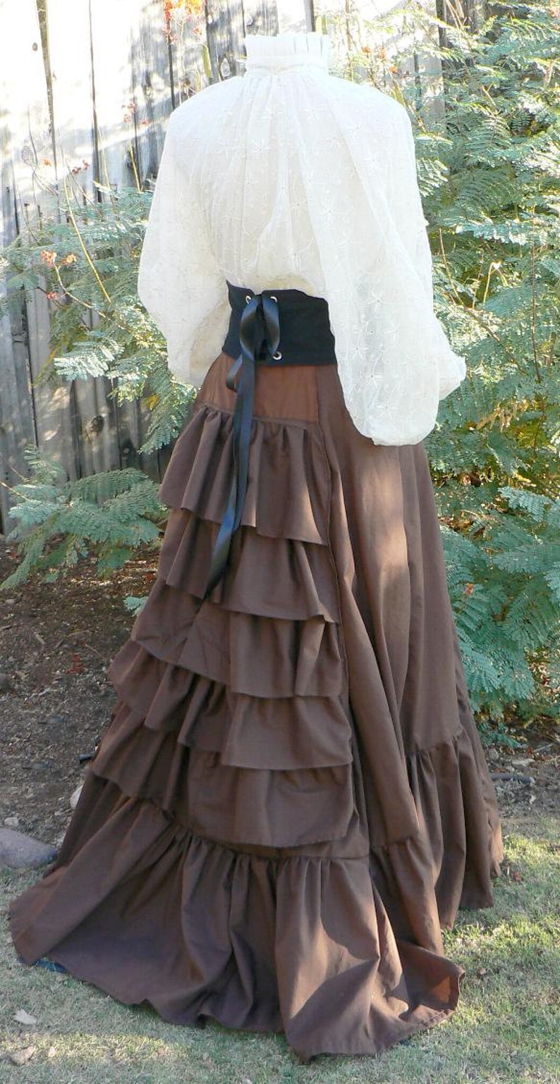 Victorian Bustle Skirt Steampunk Costume with Ruffles Sweeney | Etsy