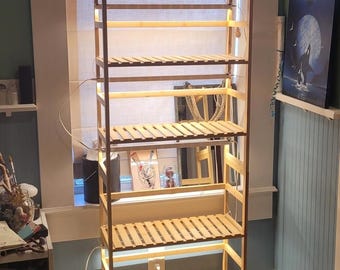 6 Tier Bamboo Bookshelf Storage Shelving Unit With Adjustable Shelves | Tall Narrow Bookcase Unit | Open Storage Shelving Rack