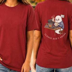 Software Engineer Ghost Shirt, Back Print Programmer Sweatshirt, Coder Ghost Coffee Crewneck, Funny Tech Gift, Please Dont Break Tee