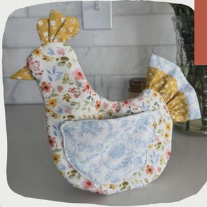 Patrón de costura en PDF para manopla de horno con diseño de pollo, patrón para agarradera de pollo, agarradera acolchada, costura para cocina estilo granja, patrón digital imprimible.