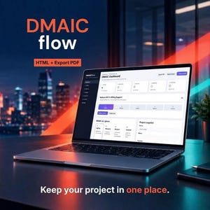 DMAIC Flow Digital Tool, Six Sigma Project Tracker, Lean Process Improvement Dashboard (Instant Download)