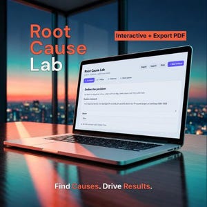 Root Cause Analysis Template, 5 Whys, Fishbone Diagram Maker, Ishikawa, Problem Solving Tool for Team Leaders, HTML File