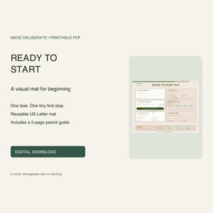 Ready to Start Mat, Task Initiation Visual Planner with Parent Guide, Printable PDF