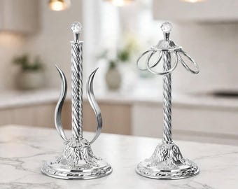 Luxury Silver Towel Holder - Stainless Steel Freestanding Rack - Modern Rustproof Bathroom Organizer
