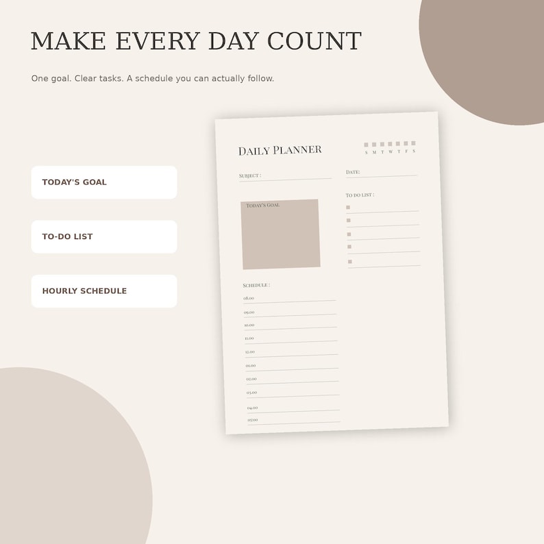 Digital Productivity Planner | Printable Daily Weekly Monthly Planner ...