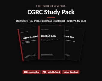 Paquete de estudio CGRC / Guía de estudio, 100 preguntas de práctica, hoja de referencia rápida y planes de 30/60/90 días, NIST RMF (descarga digital)