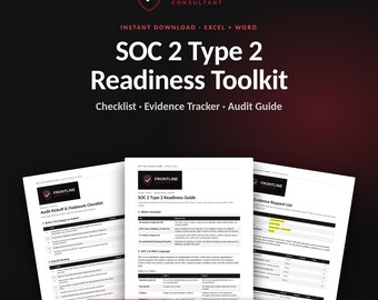SOC 2 Type 2 Readiness Checklist | Excel Tracker + Word Audit Guide | Evidence Request List | SaaS & Small Business Compliance Toolkit