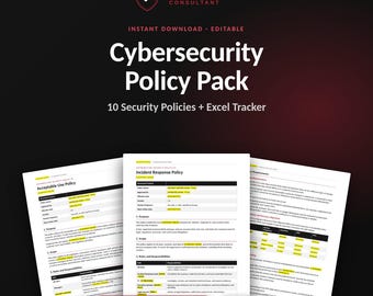 Cybersecurity Policy Pack for Small Business | 10 Editable Policies + Excel Tracker (NIST CSF 2.0, CIS Mapped) (Digital Download)