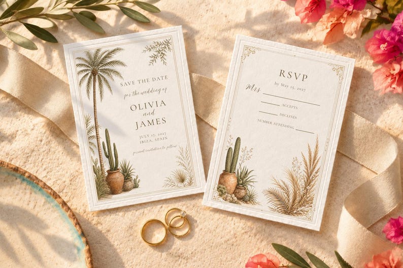 Rsvp Note Sample Ibiza Wedding Invite | RSVP | Details Card | Template | Canva - Etsy