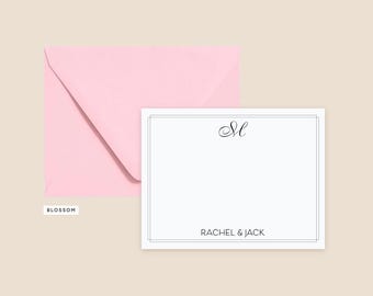 Wedding Thank You Cards, Personalized Script Family Name Notecards With Envelopes, Custom Newlywed Stationery