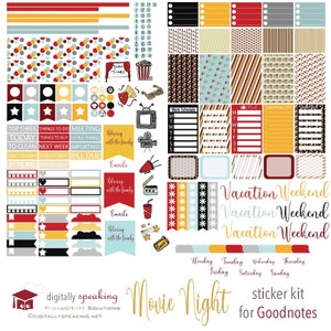 Movie Night Digital Planner Stickers for iPad Goodnotes Precropped