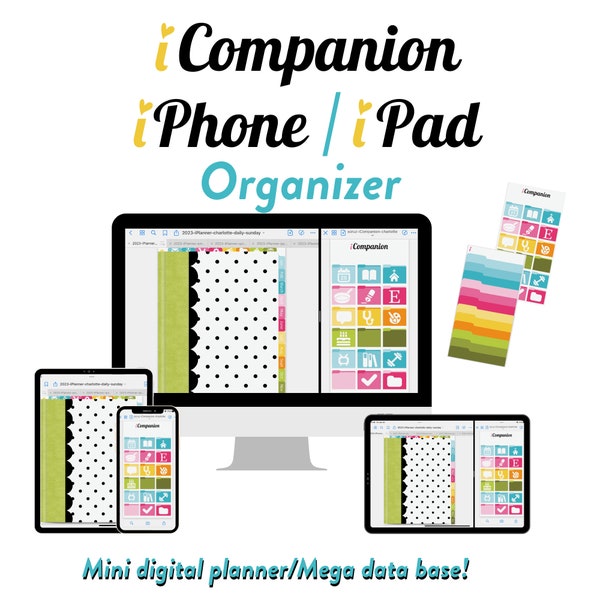 Goodnotes Digital Planner Organizer Companion for iPhone or iPad | Digital Sticker Organizer | Organize All Your Digital Stuff  | iCompanion