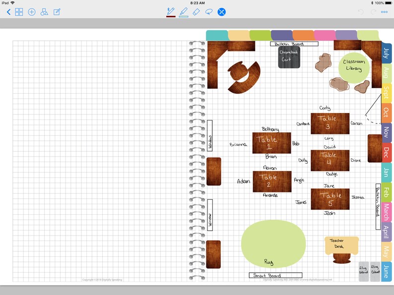 Classroom Floor Plan Digital Planner Stickers for iPad Goodnotes ...