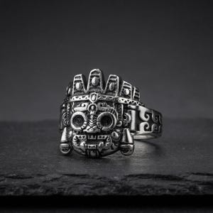 Stainless Steel Skull Ring, Men's Punk Totem Ring, Vintage Gothic Rock Jewelry, Geometric Statement Ring, Alternative Fashion Gift