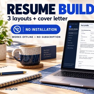 CV Resume Builder | Editable HTML App with more than 6 Templates | Offline PDF Export | No Install, Easy to Use