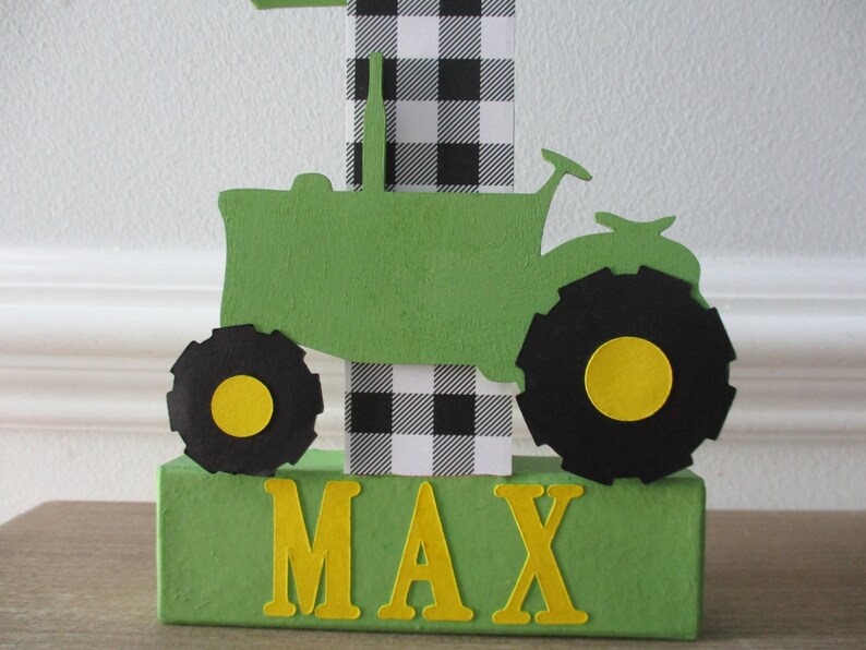Paper Mache Number 1 Green Tractor Smash Cake Prop Yellow and Black Tractor Photo Prop Farm Birthday Photo Prop Number 1
