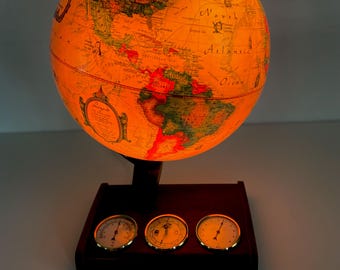 Vintage 80s Illuminated World Globe. Scan-globe Weather Station