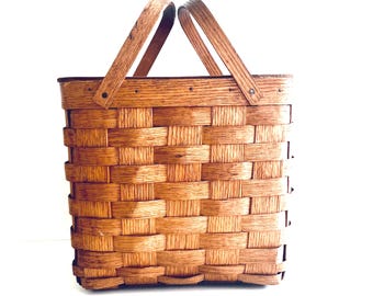 Farmhouse Longaberger Purse Mini Picnic Basket With Plastic Liner