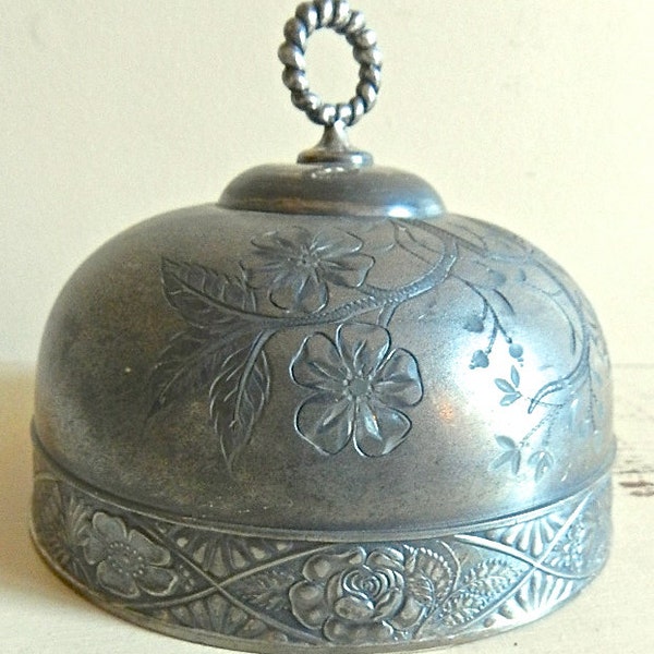 RESERVED for HANNA..........Vintage Silver Plated Dome Top. Etched. Shabby Chic Cottage Decor.