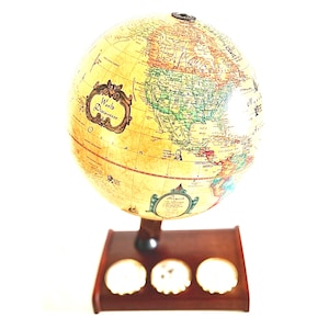 Vintage Illuminated World Globe - 1980s Scan-Globe Weather Station Desk Lamp