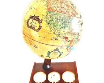 Vintage 80s Illuminated World Globe. Scan-globe Weather Station