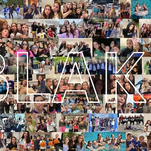 May include: A collage of photos featuring a group of people, with the word "BLAKE" spelled out in white letters over the images.