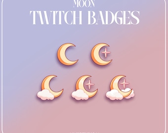 5 Moon Twitch Badges & Emotes | Celestial Set (Digital Download)