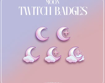 Kawaii Pink Moon Twitch Badges & Emotes (Digital Download)