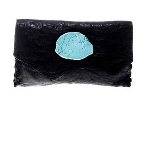 Clutch Mujer/ Cartera Mujer Piedra Turquesa/ Bolso de noche original Anat Marin de Piel Genuina, cartera de piel estampada.