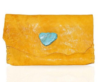 Leather Wallet / women Clutch, turquoise stone, women wallet, fashion wallet, evening bag, everyday wallet