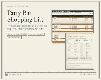 Party Bar Shopping List by Guest Count, Alcohol Calculator (Digital Download)